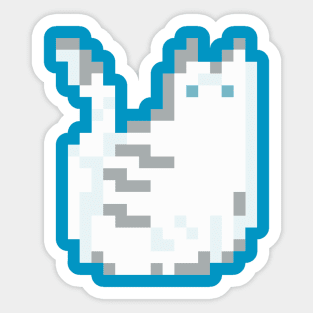 Cat Pixel Art - white teal Sticker